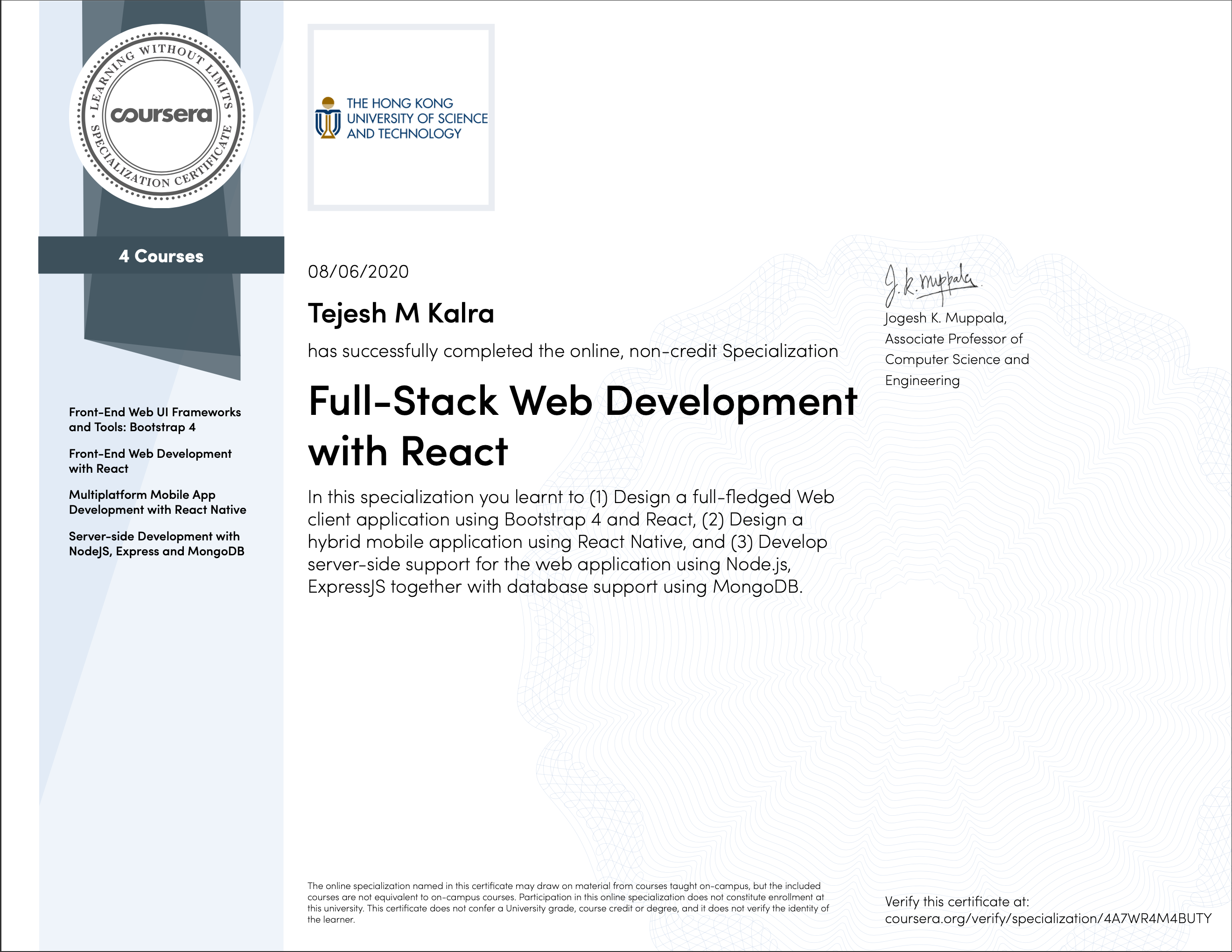 Coursera Full Stack Certificate